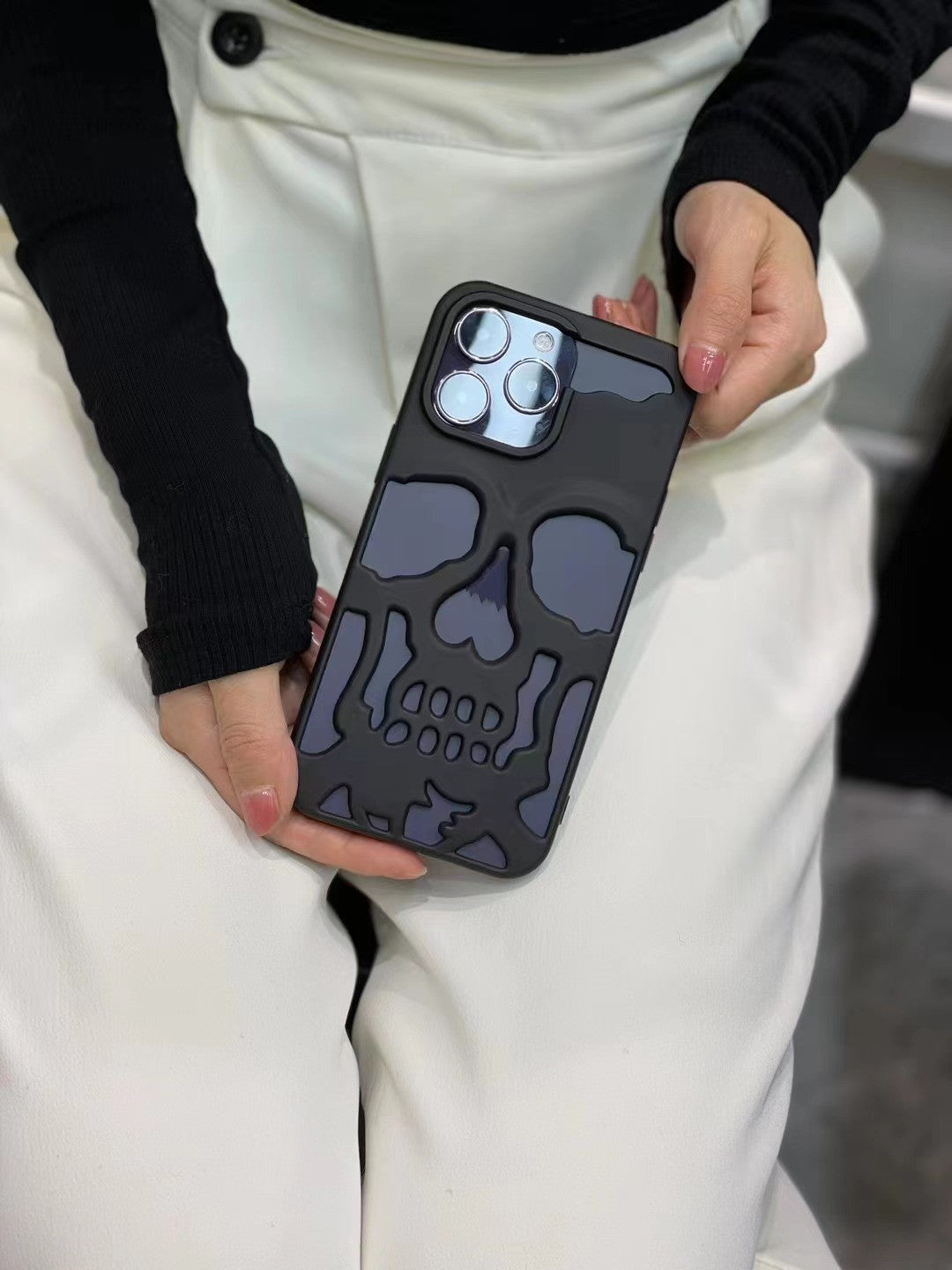 Luxury Plating 3D Skull Phone Case For I-Phone