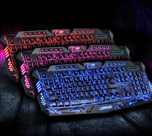 Tricolor Backlit Gaming Keyboard Set