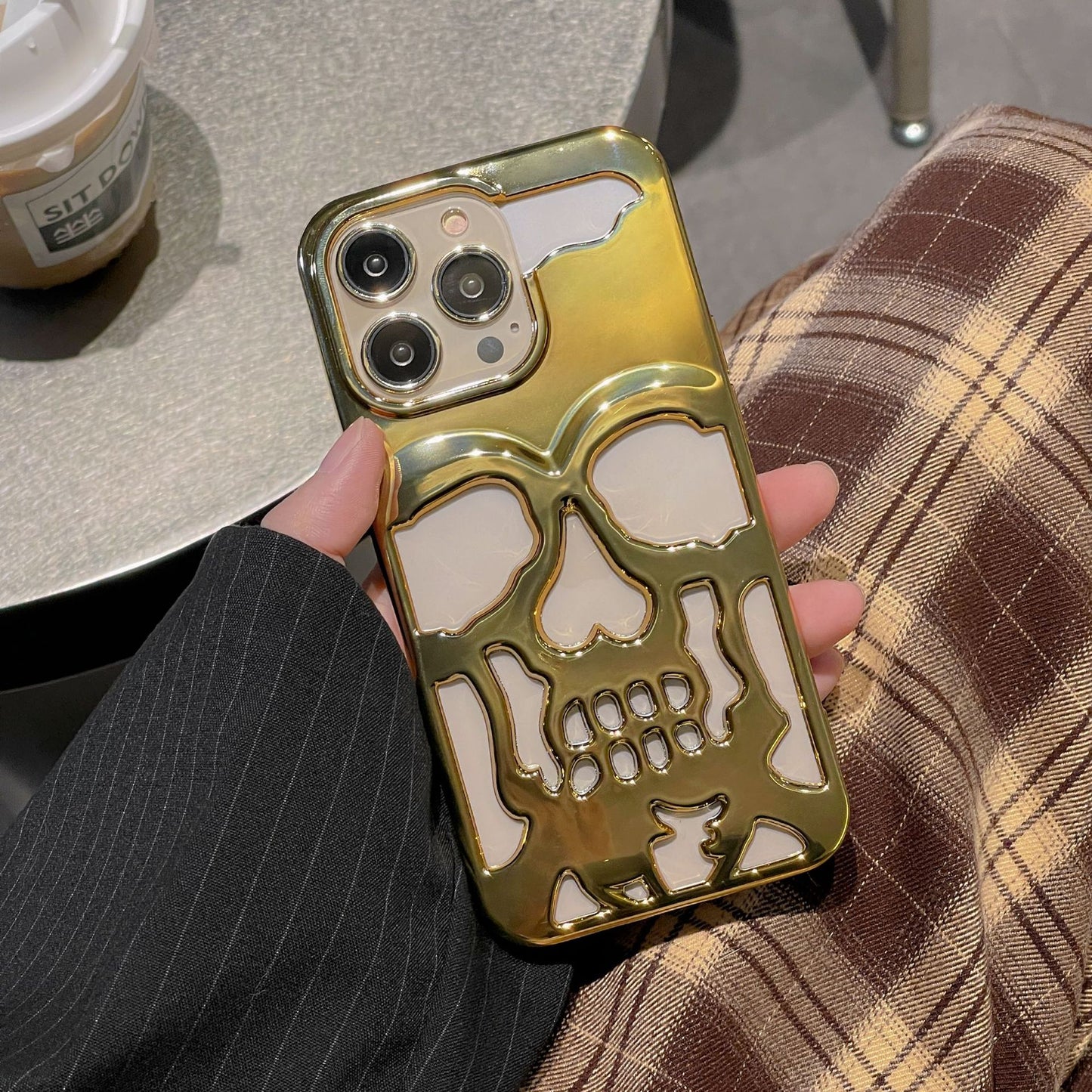 Luxury Plating 3D Skull Phone Case For I-Phone