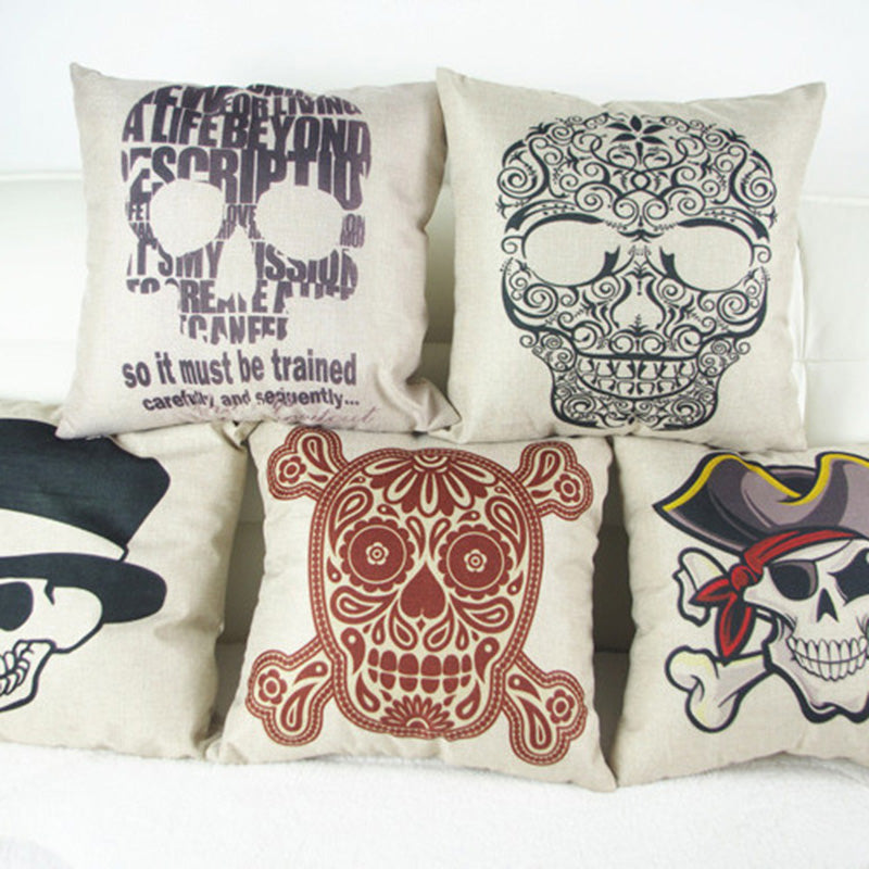 SkullSofa Throw Pillow