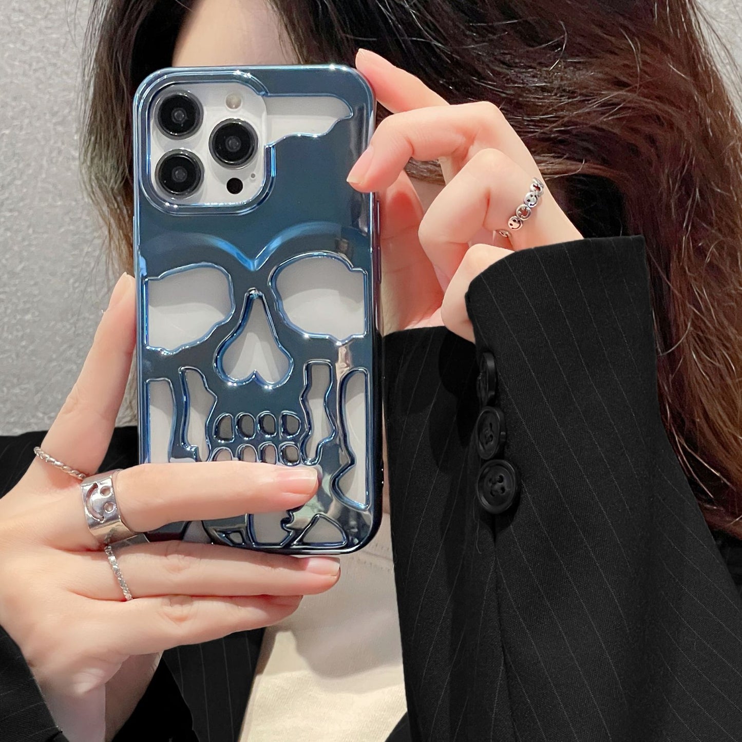 Luxury Plating 3D Skull Phone Case For I-Phone