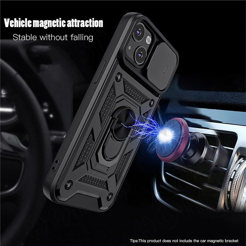 Armor Shockproof Case w/Magnetic Ring For iPhone