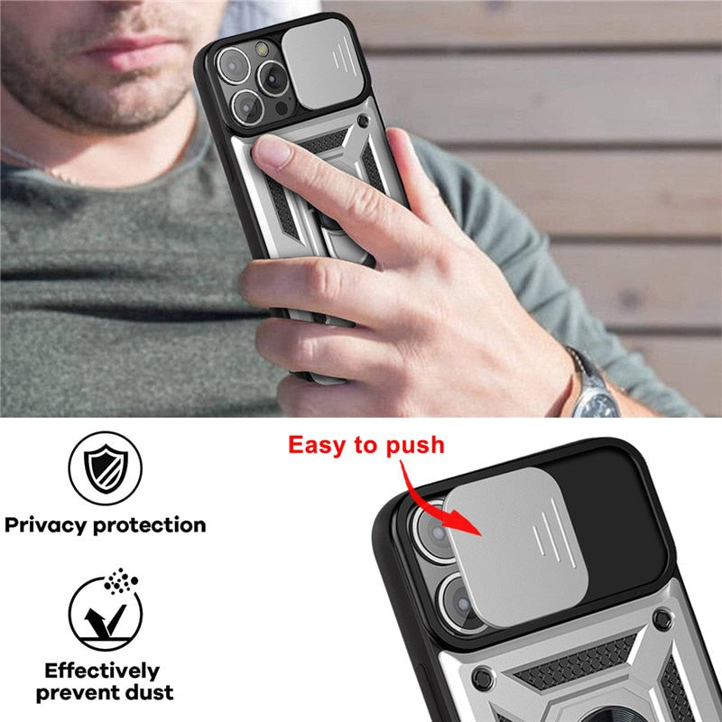 Armor Shockproof Case w/Magnetic Ring For iPhone