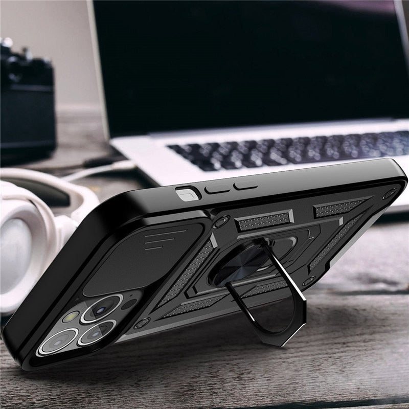 Armor Shockproof Case w/Magnetic Ring For iPhone