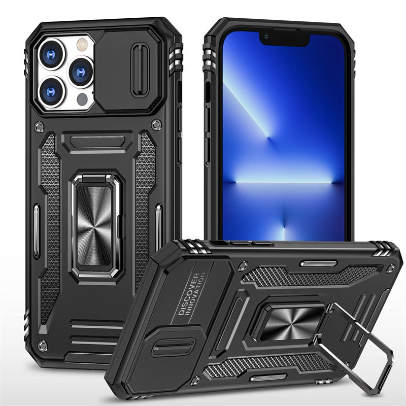 Armor Shockproof Case w/Magnetic Ring For iPhone