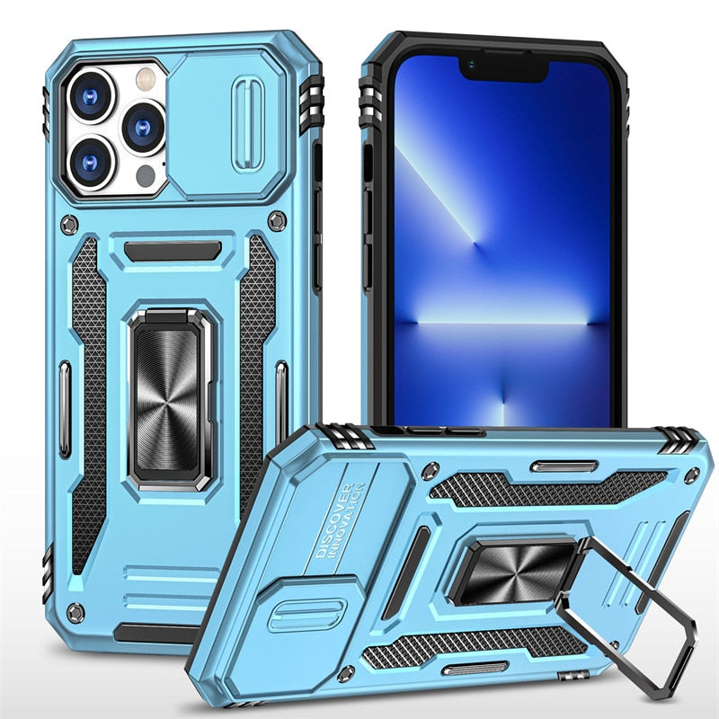 Armor Shockproof Case w/Magnetic Ring For iPhone