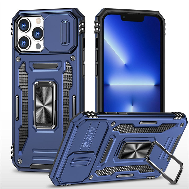 Armor Shockproof Case w/Magnetic Ring For iPhone