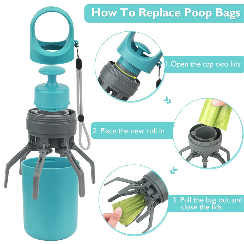 Dog Pooper Scooper With Built-in Poop Bag Dispenser